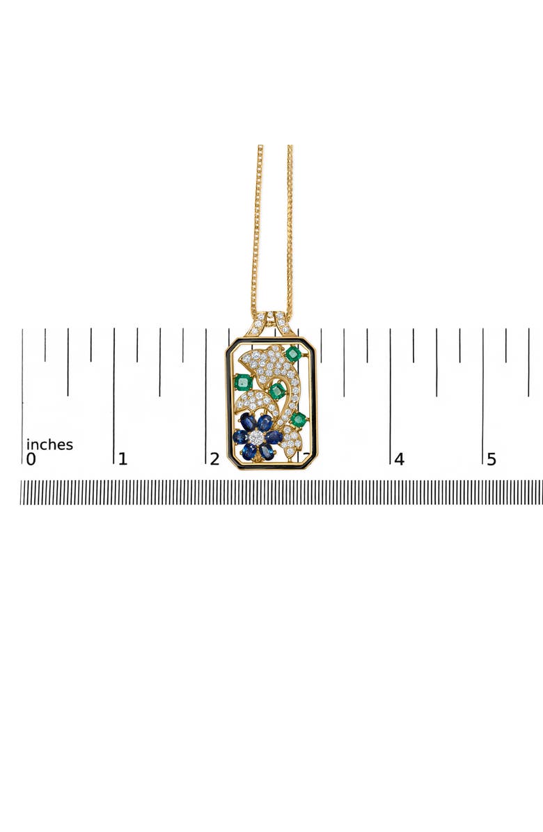 Haus of Brilliance 18K Gold 2 1/3 Cttw Diamond Sapphire & Emerald Dog Tag Pendant Necklace & Brooch, Alternate, color, Yellow