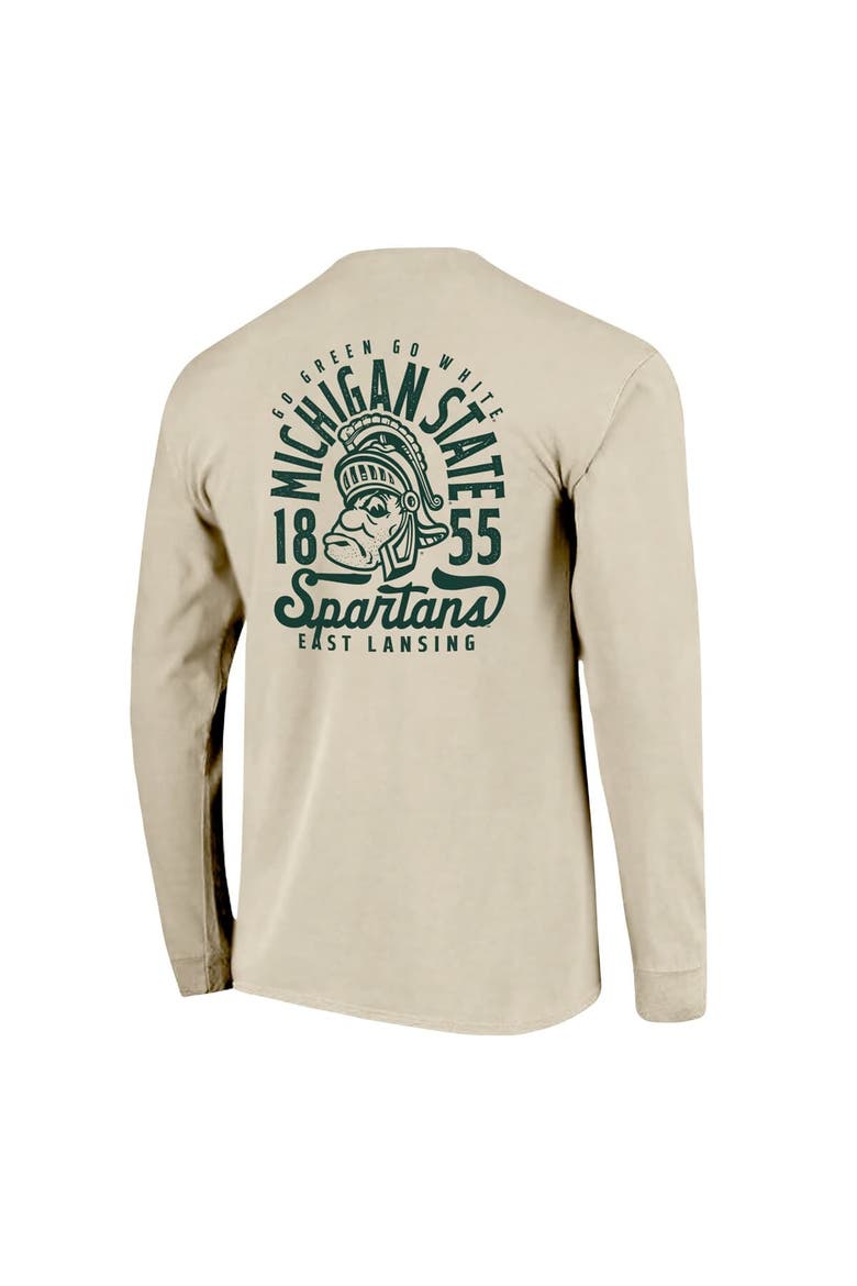 Men's Natural Michigan State Spartans Comfort Colors Mascot Overlay Long Sleeve T-Shirt, Alternate, color, Natural