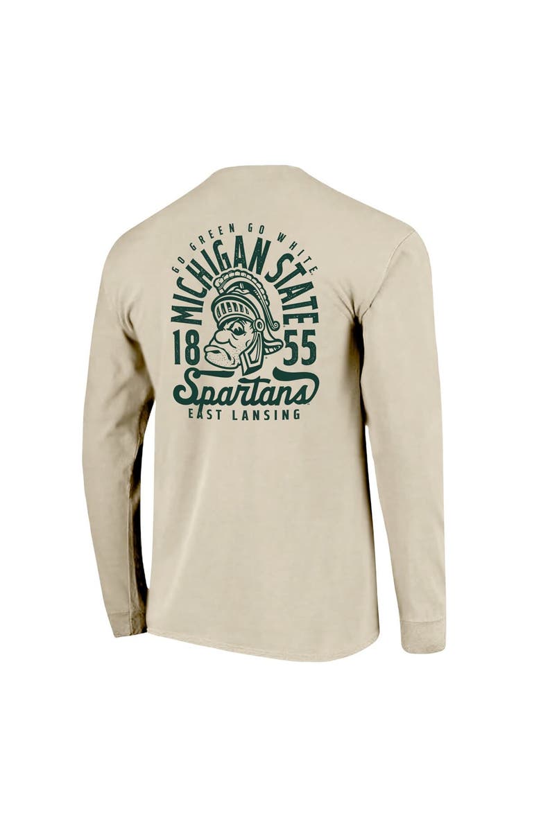 IMAGE ONE Men's Natural Michigan State Spartans Comfort Colors Mascot Overlay Long Sleeve T-Shirt, Alternate, color, Natural