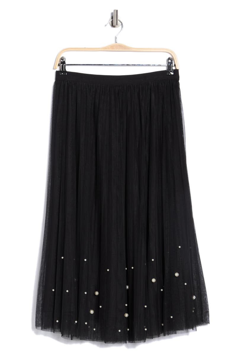DR2 by Daniel Rainn Imitation Pearl Tulle Skirt, Alternate, color, Black/ Ivory