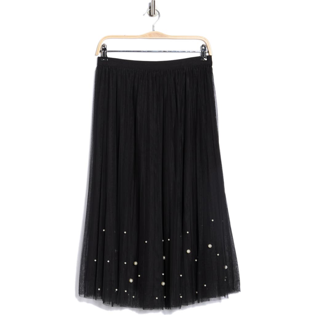 Dr2 By Daniel Rainn Imitation Pearl Tulle Skirt In Multi