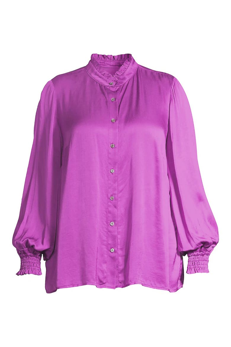 Torie Ruffle Collar Satin Blouse, Alternate, color, BERRY