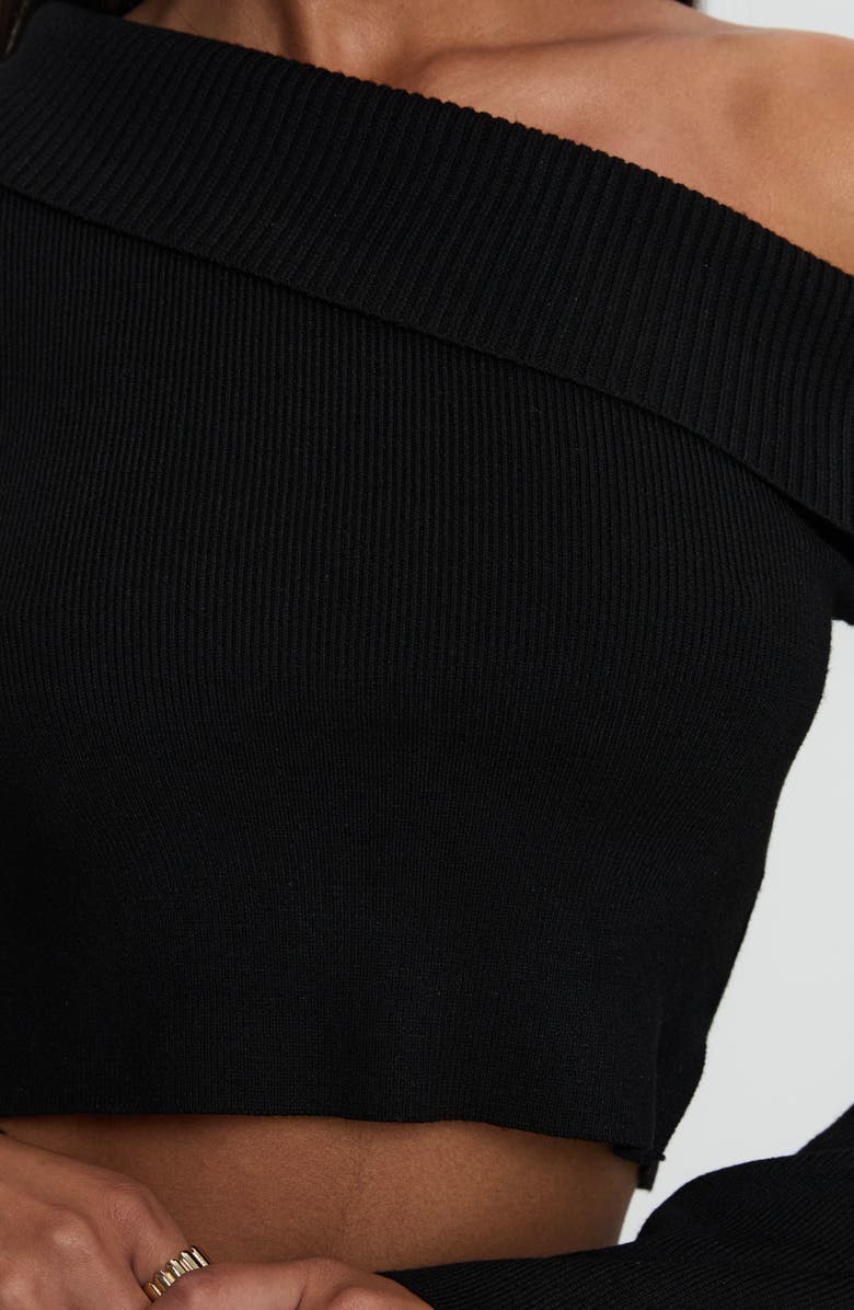 Princess Polly Sina One-Shoulder Crop Rib Sweater, Alternate, color,