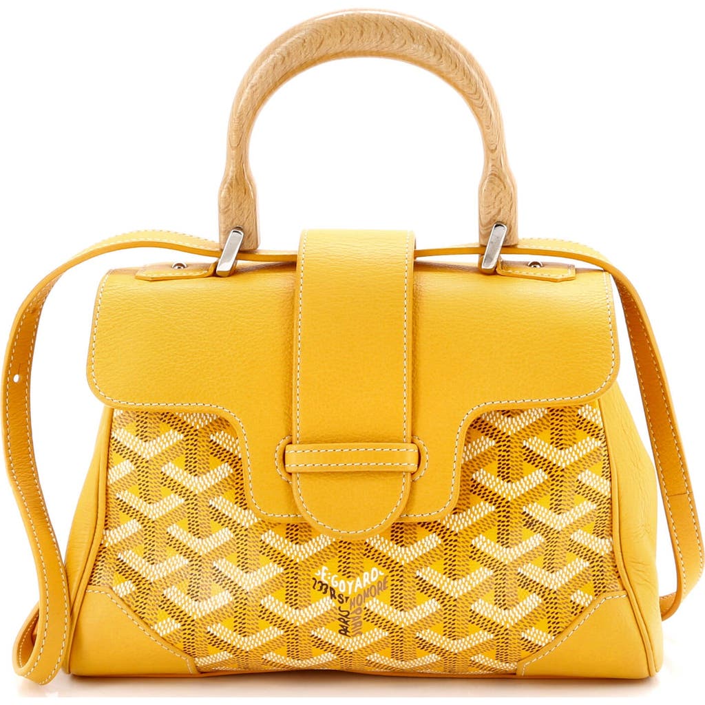 Pre-owned Goyard Goyard Saigon Top Handle Bag Coated Canvas With Leather Mini In Yellow