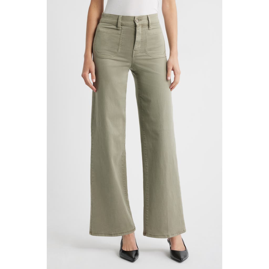 Frame Le Slim Palazzo Patch Pocket High Waist Wide Leg Jeans In Green