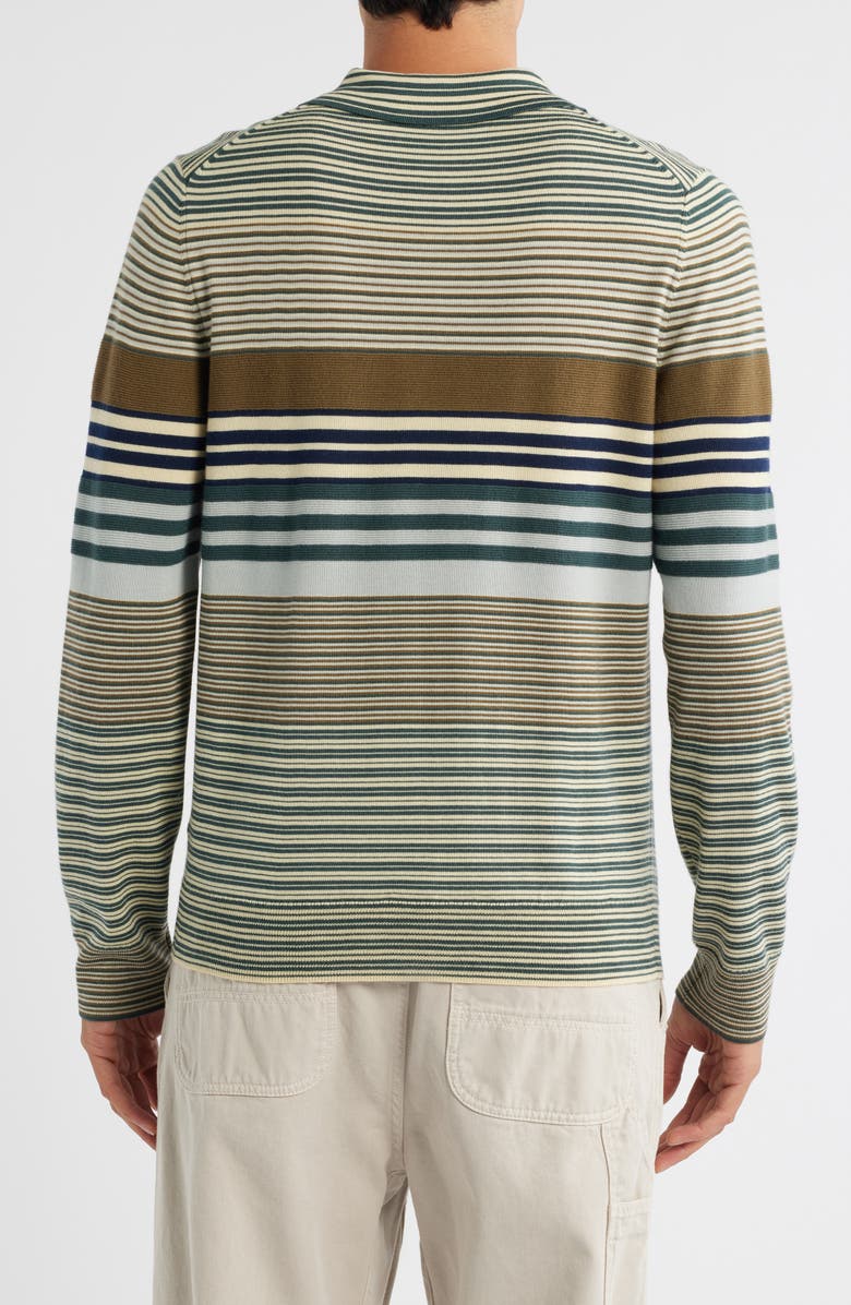 PS Paul Smith Stripe Long Sleeve Merino Wool Polo, Alternate, color, Petrol Green