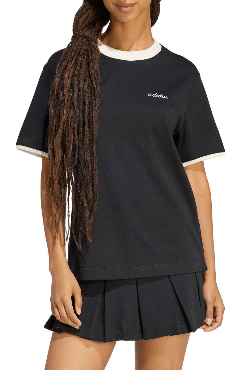 adidas Embroidered Logo Crewneck T-Shirt, Main, color, 