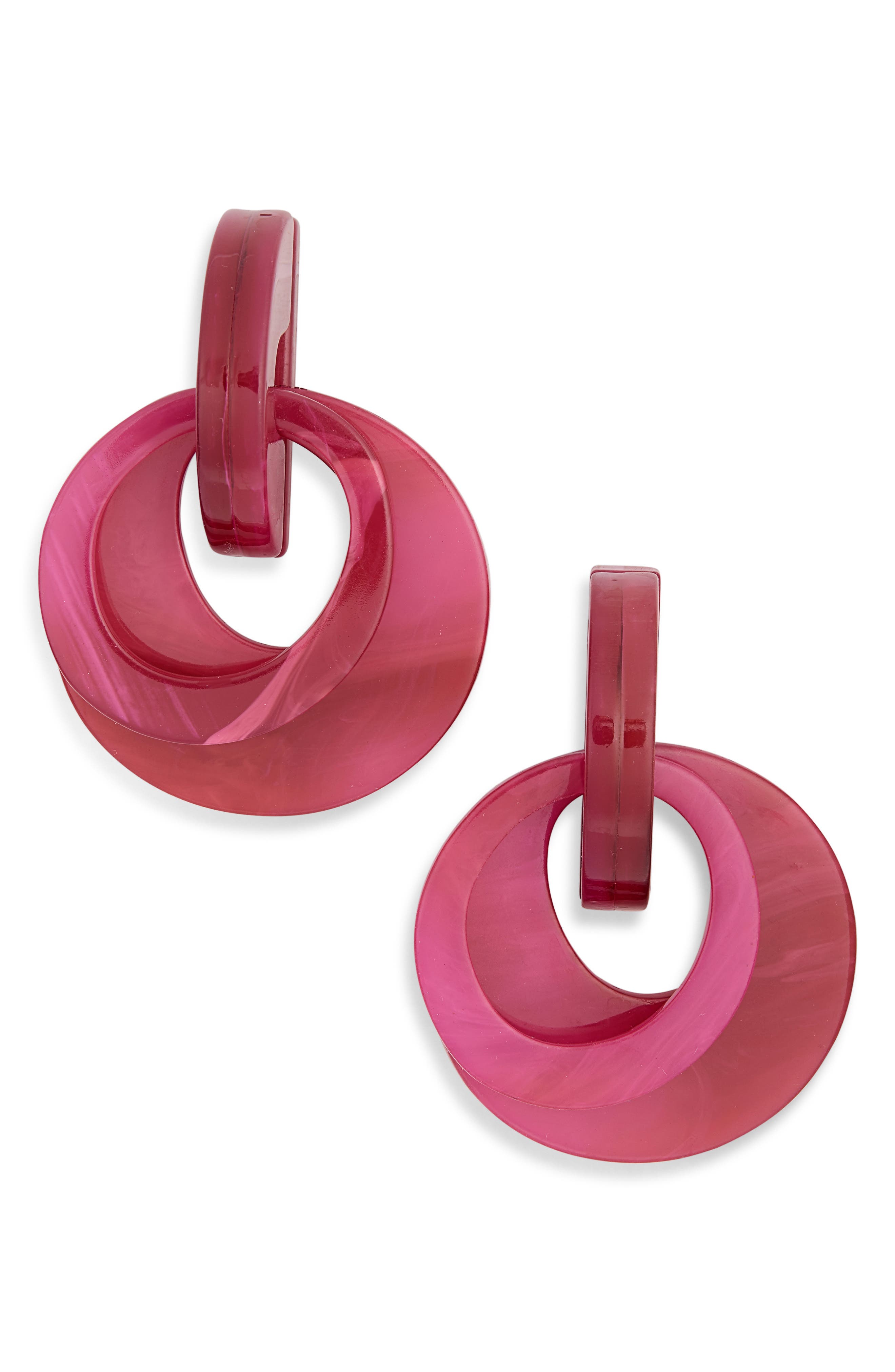 Tasha Resin Doorknocker Drop Earrings In Rose