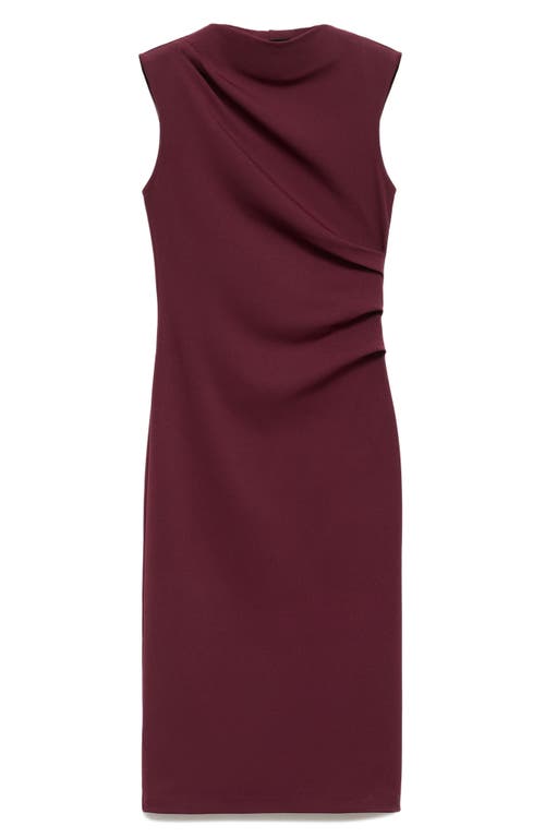 Mango Ruched Sleeveless Midi Dress In Brown