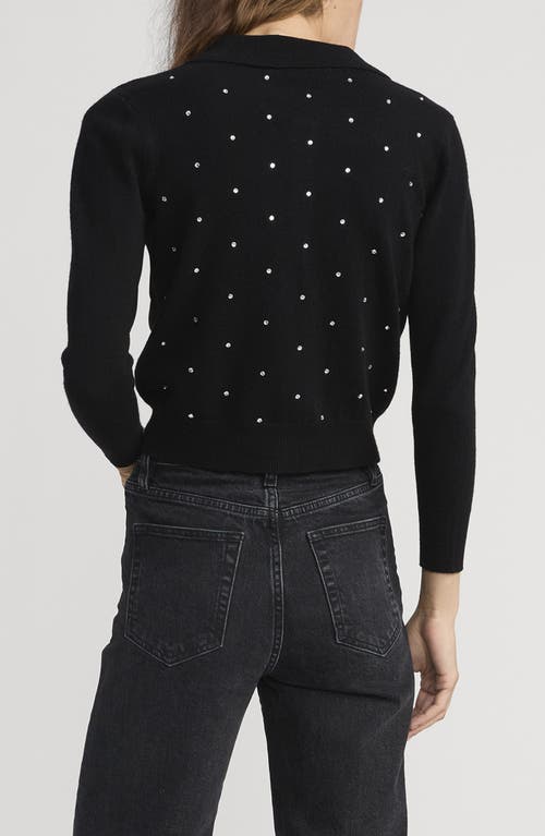 Frame The Rhinestone Collared Wool & Cashmere Cardigan In Black