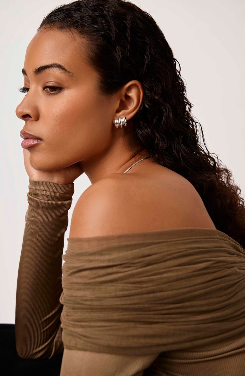 Missoma Chubby Triple Ridge Small Hoop Earrings, Alternate, color, Silver