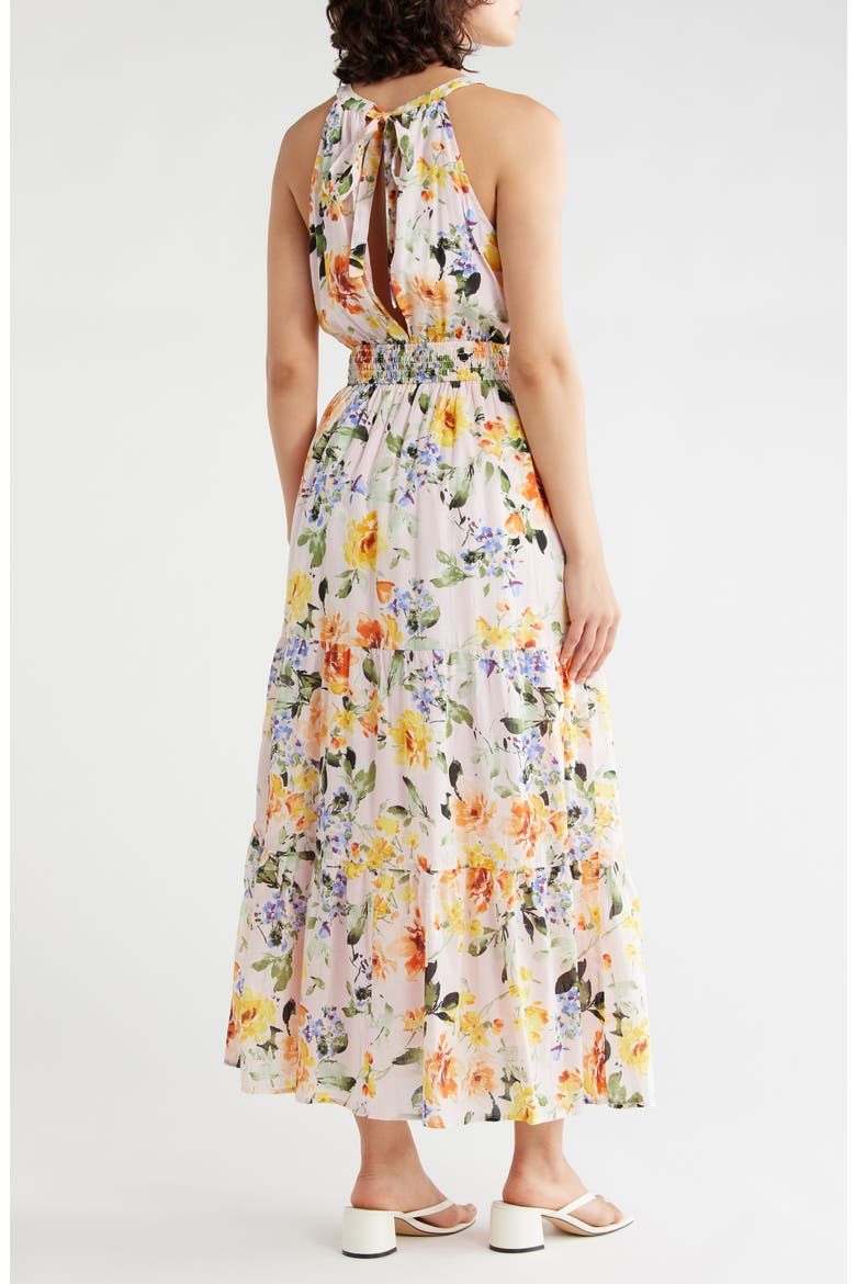 Halter Tiered Maxi Dress, Alternate, color, BLUSH/ ORANGE