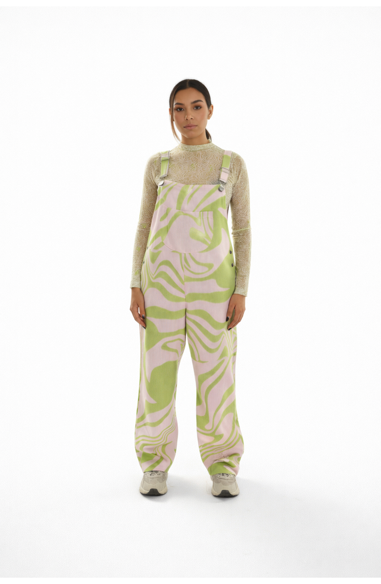 San Malo Doodle Linen Overall, Alternate, color, Green