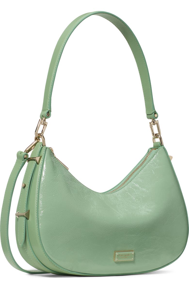 Kate Spade New York liv crinkle patent leather convertible shoulder bag, Alternate, color, Crisp Sage