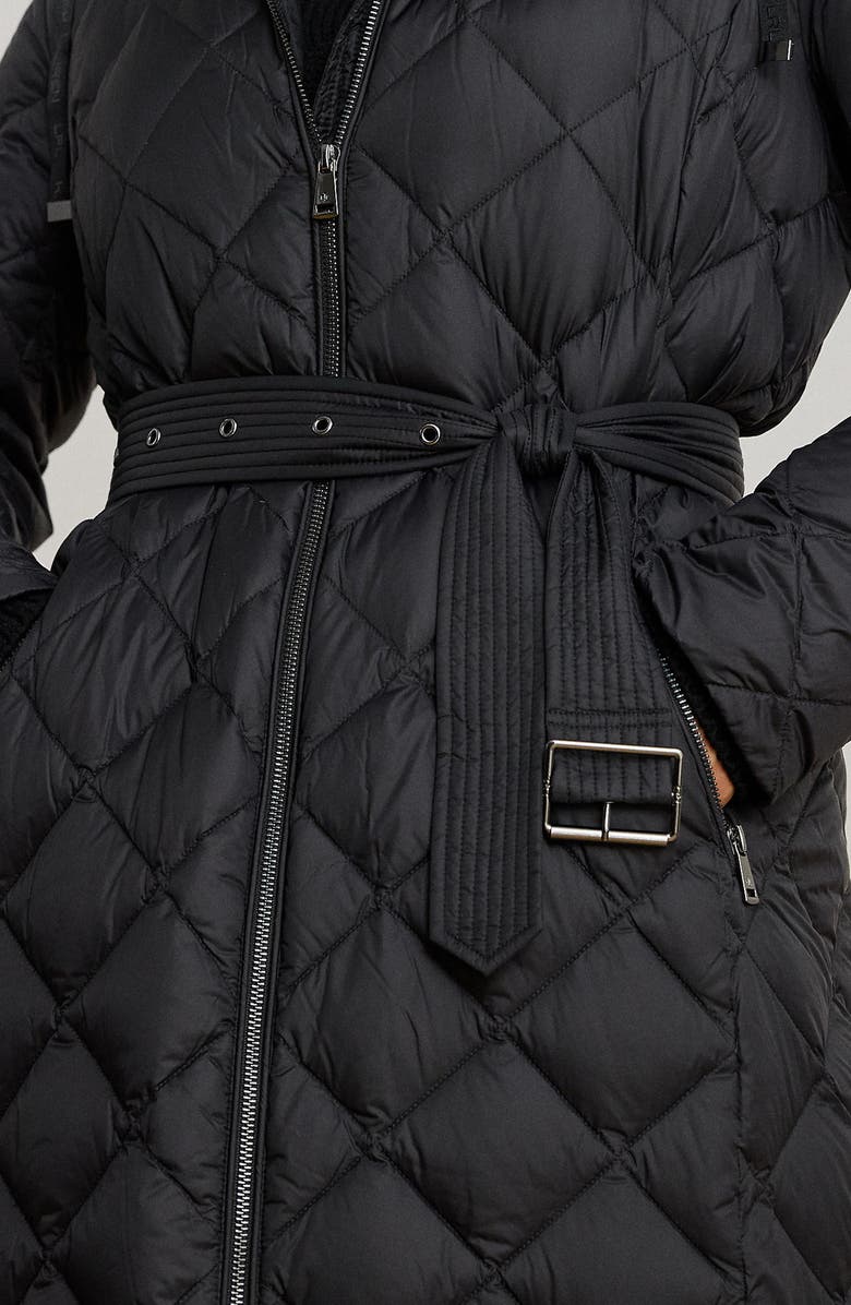 Lauren Ralph Lauren Belted Quilted Coat, Alternate, color, Black