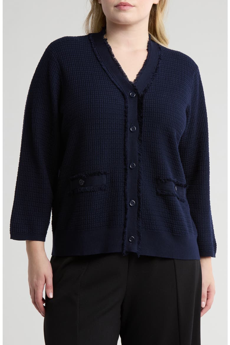 V-Neck Fringe Cardigan, Main, color, BLUE MOON