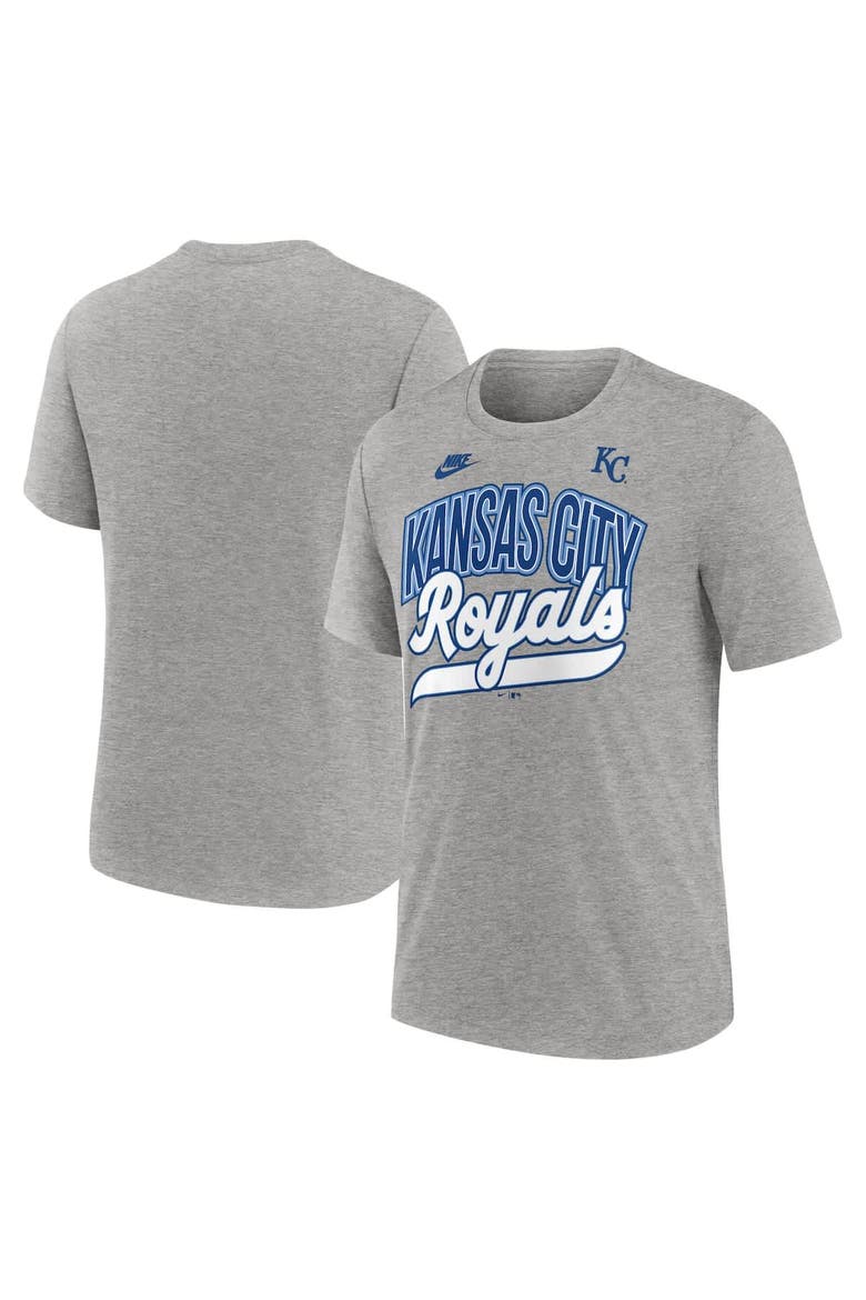 Men's Nike Heather Gray Kansas City Royals Cooperstown Collection Retro Tri-Blend T-Shirt, Main, color, Heather Gray