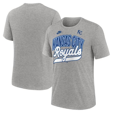Men's Nike Heather Gray Kansas City Royals Cooperstown Collection Retro Tri-Blend T-Shirt