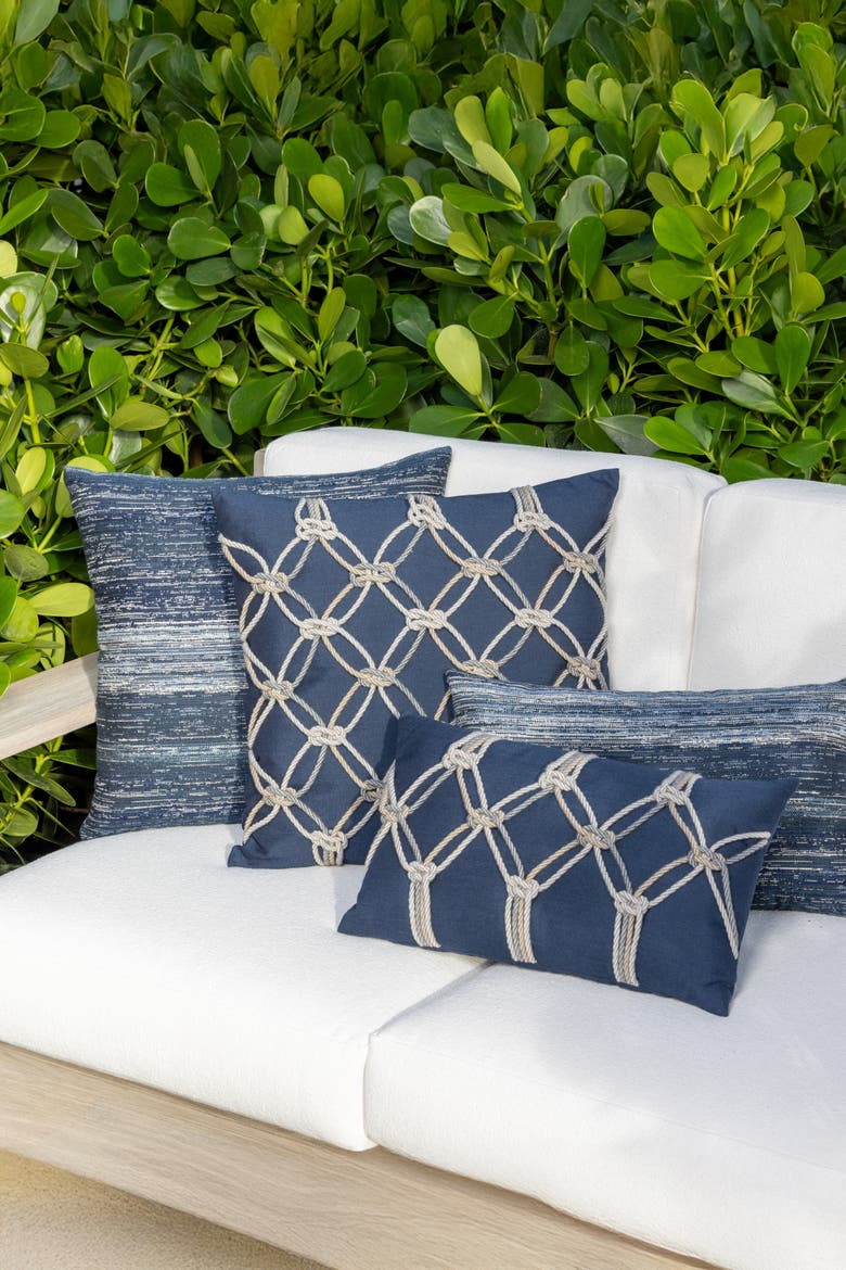 Textured Indoor & Outdoor Woven Accent Pillow, Alternate, color, Indigo