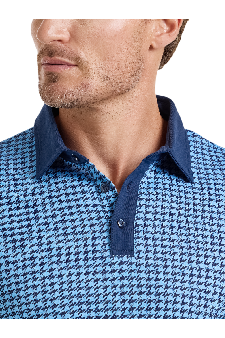 Long Sleeve Cotton Jersey 3-Button Polo With Patterned Trim, Alternate, color, Navy/Light Blue