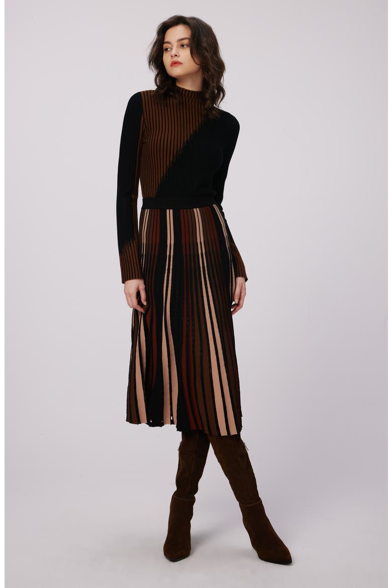 Marisol Mock Neck Sweater, Alternate, color, BROWN/BLK