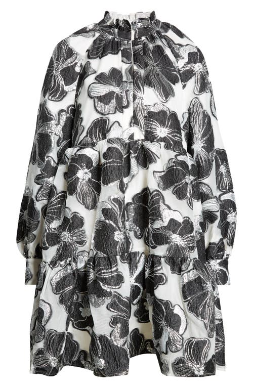 Shop Stine Goya Voluminous Ruffle Long Sleeve Dress In Anemone Jacquard