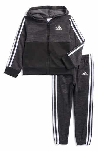 adidas Kids Melange Fleece Zip Up Jacket Joggers Set