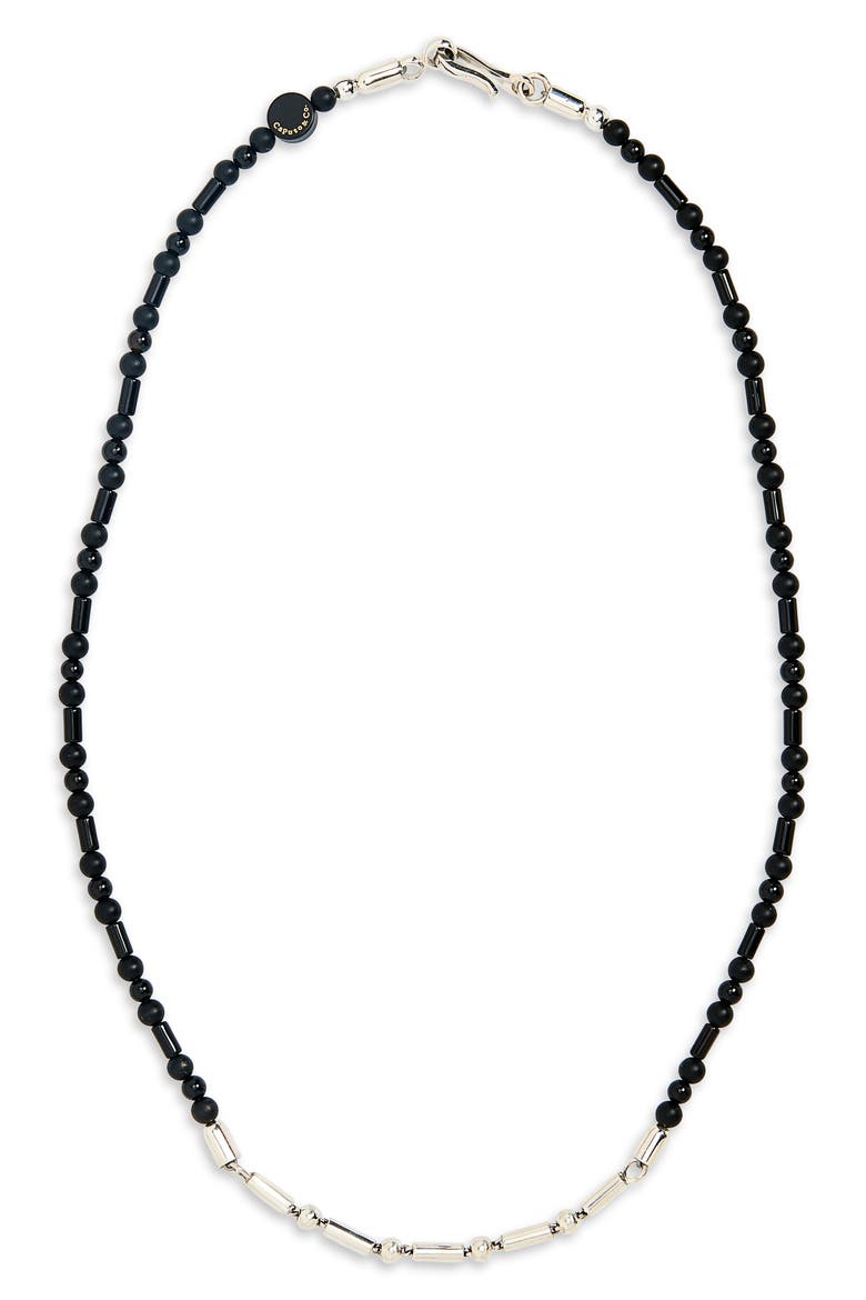 Men's Black Onyx Bar Bead Chain Necklace, Main, color, BLACK ONYX