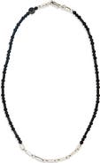 Caputo & Co. Men's Black Onyx Bar Bead Chain Necklace