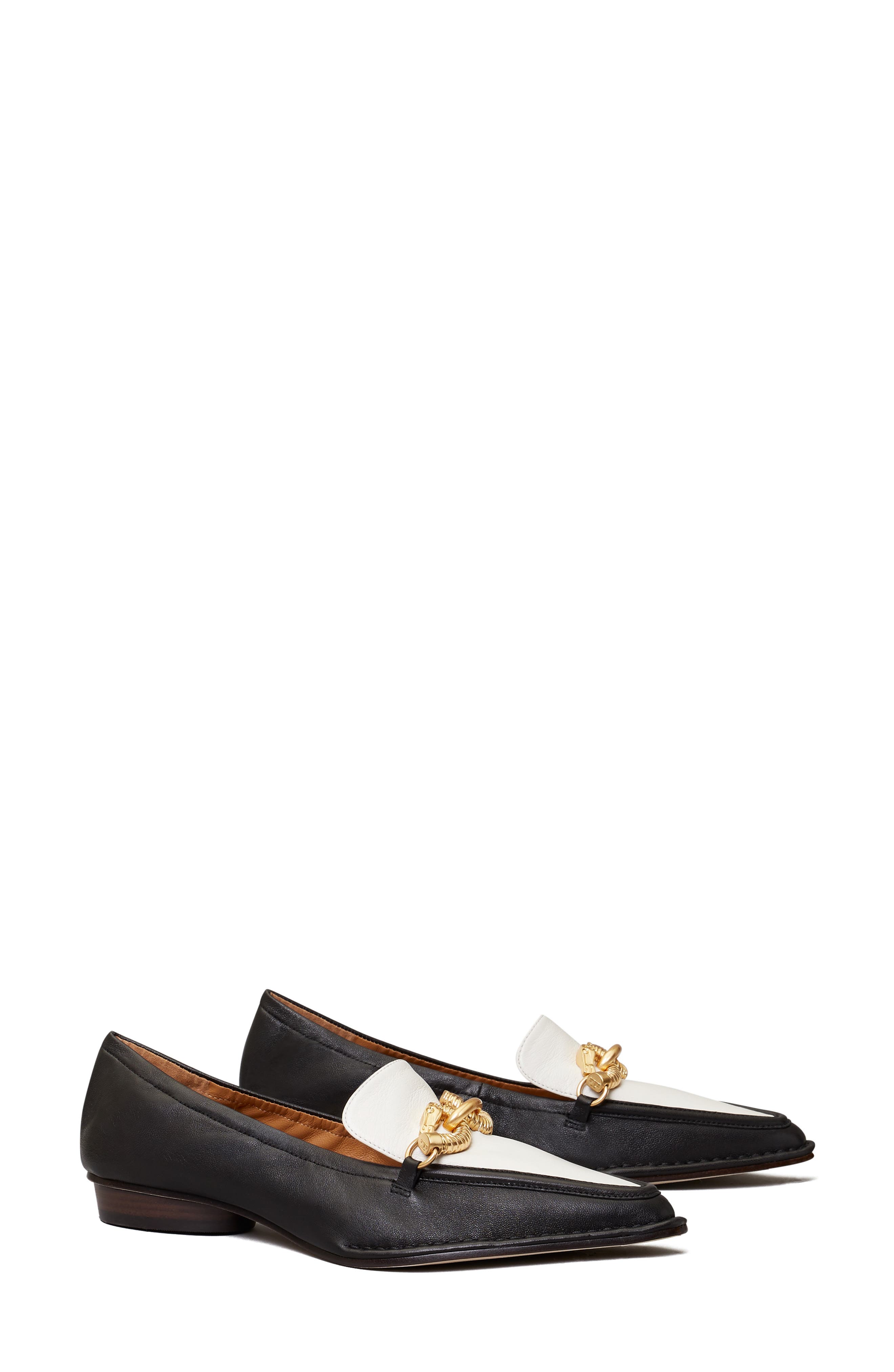 Jessa Pointed Toe Loafer, Main, color, NEW IVORY/ PERFECT BLACK