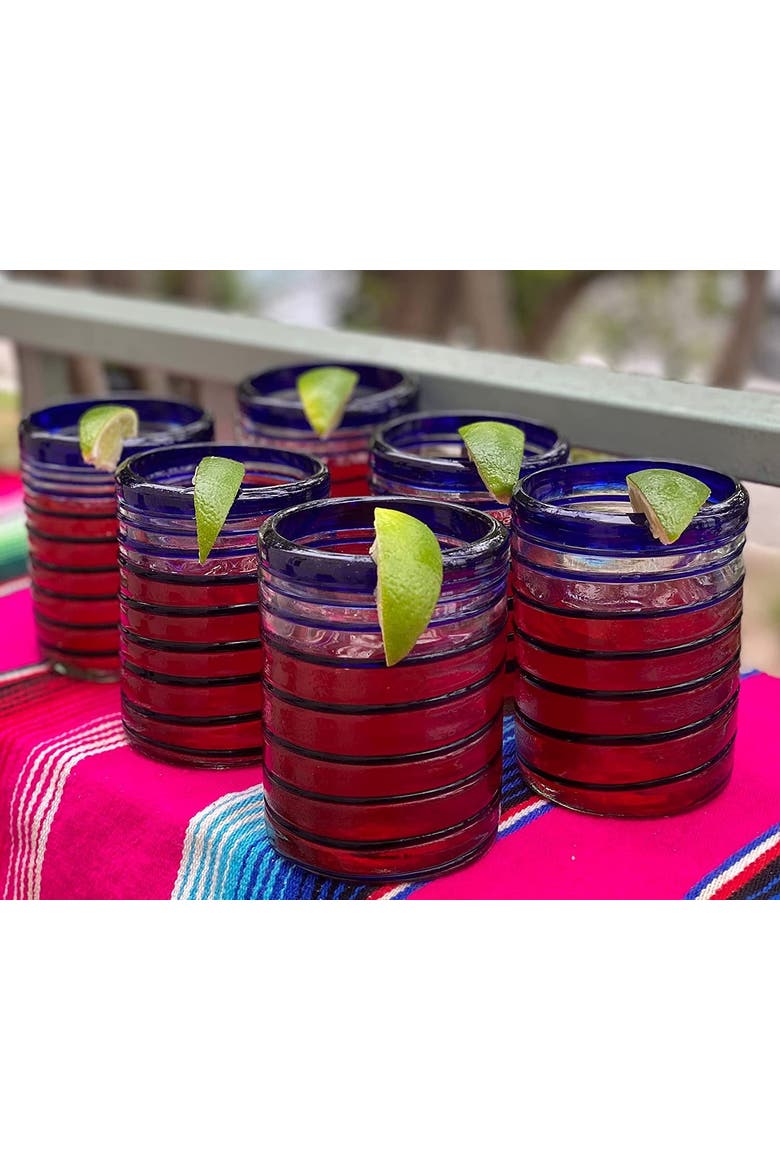 Tumbler Glasses with Spiral  - Set of 6 Tumbler, Alternate, color, Cobalt