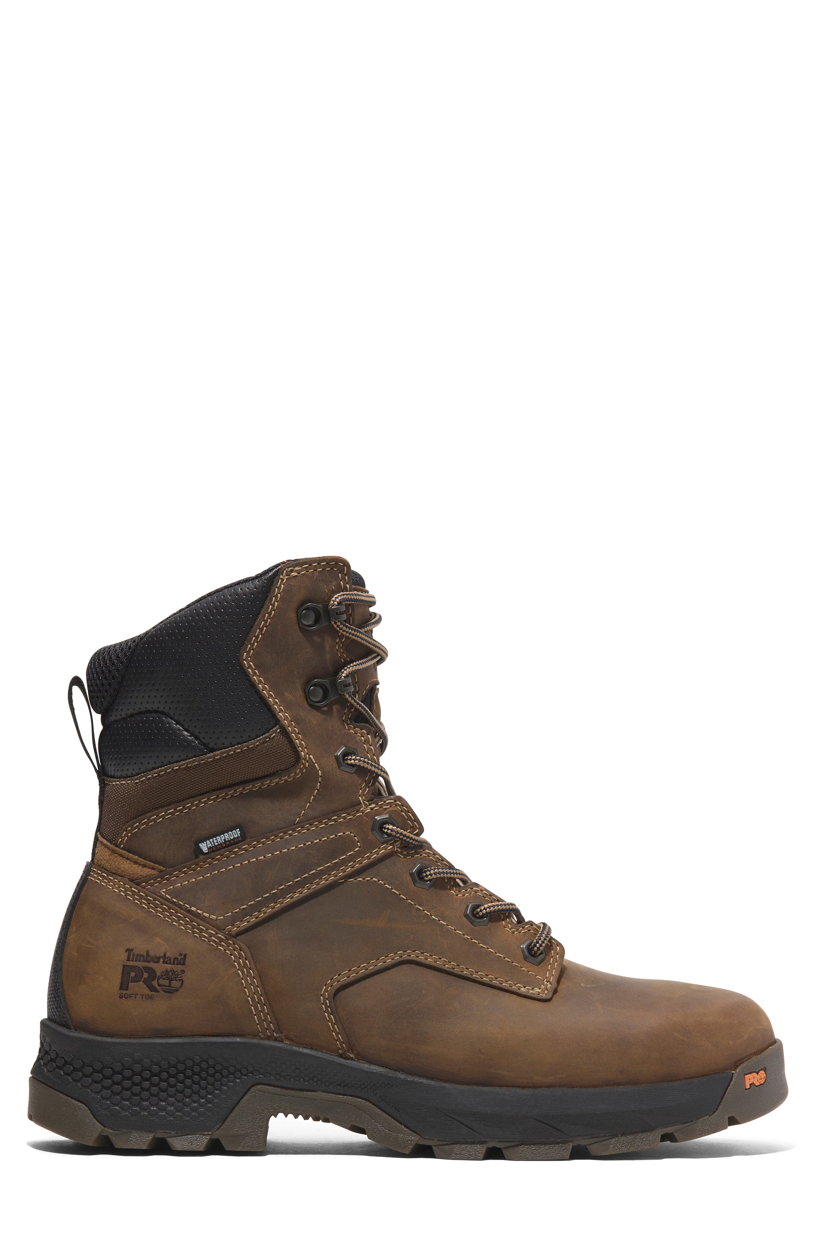 Timberland TiTAN EV 8" Soft-Toe Waterproof Work Boot, Alternate, color, Medium Brown Full Grain