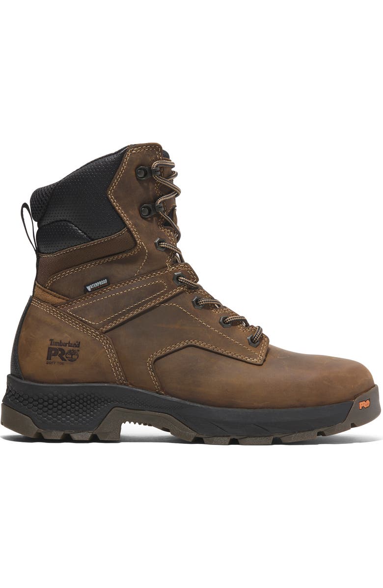 Timberland TiTAN EV 8" Soft-Toe Waterproof Work Boot, Alternate, color, Medium Brown Full Grain