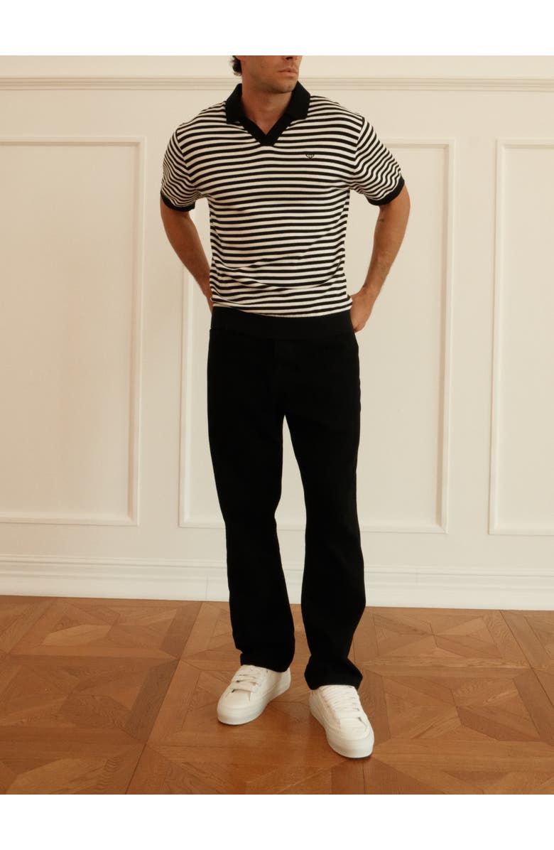 Walker & Hunt Milton Striped Polo Shirt, Alternate, color, Black & Cream