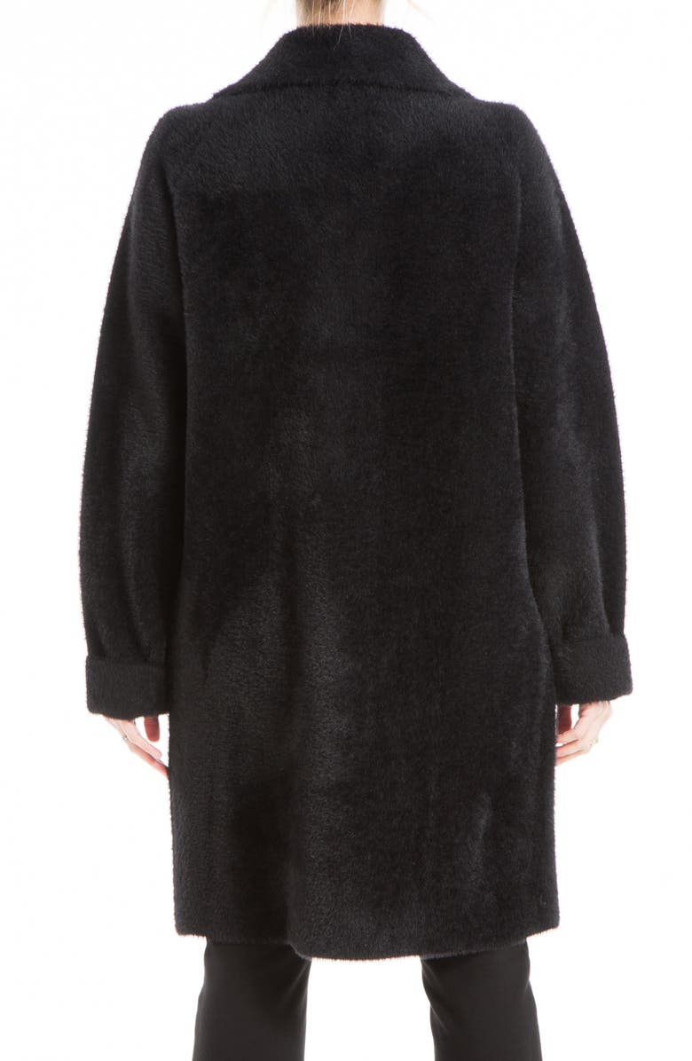 MAX STUDIO Fuzzy Double Breasted Sweater Coat, Alternate, color, Black