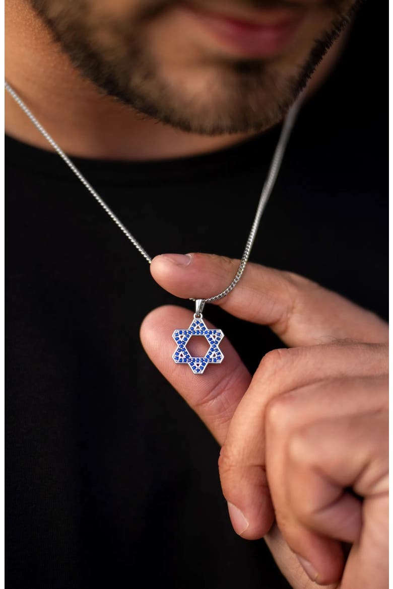 Men's Star of David Pendant Necklace, Alternate, color, BLUE SPINEL