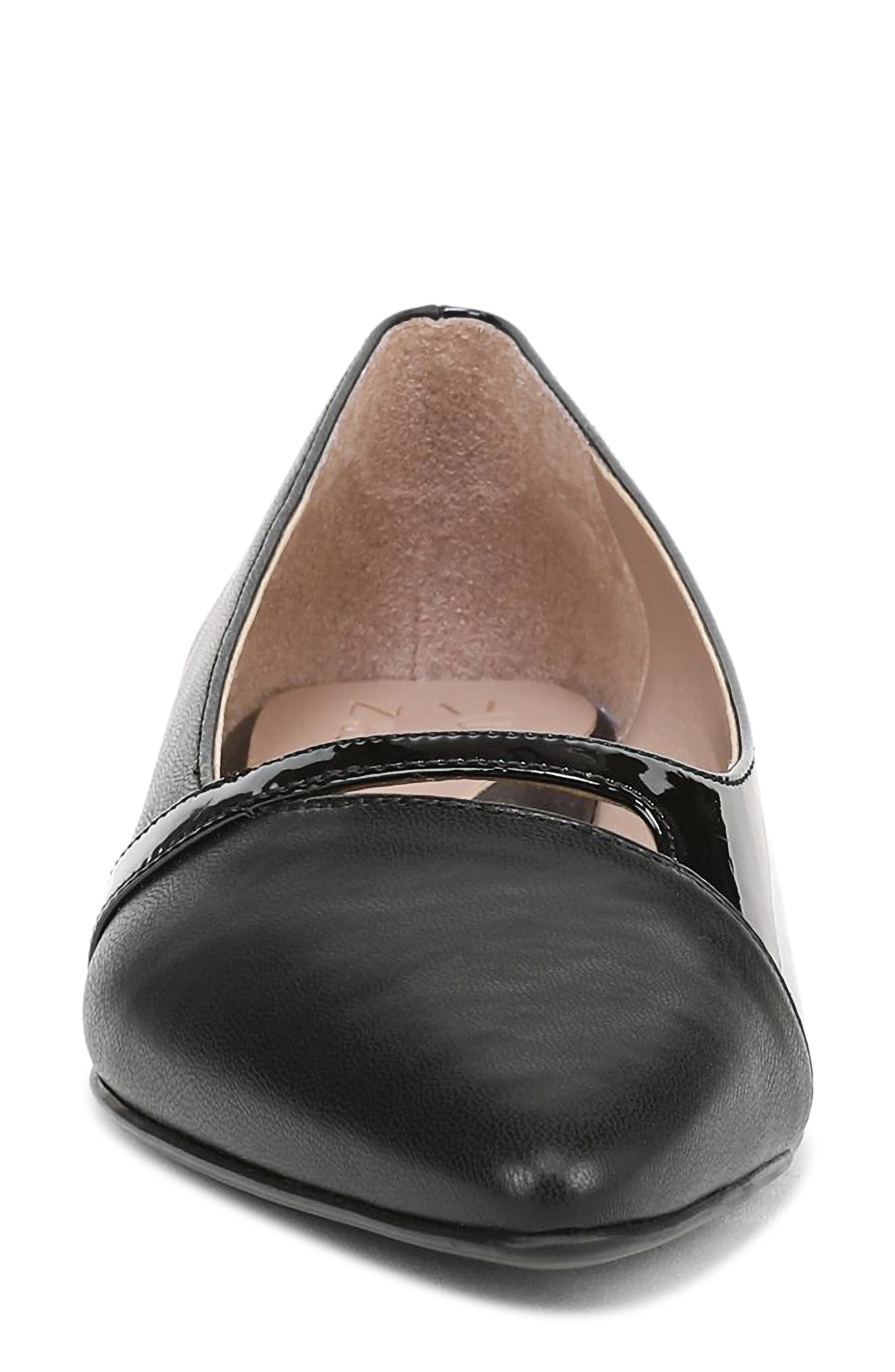 Naturalizer Bria Pointed Toe Flat, Alternate, color, Black Faux Leather