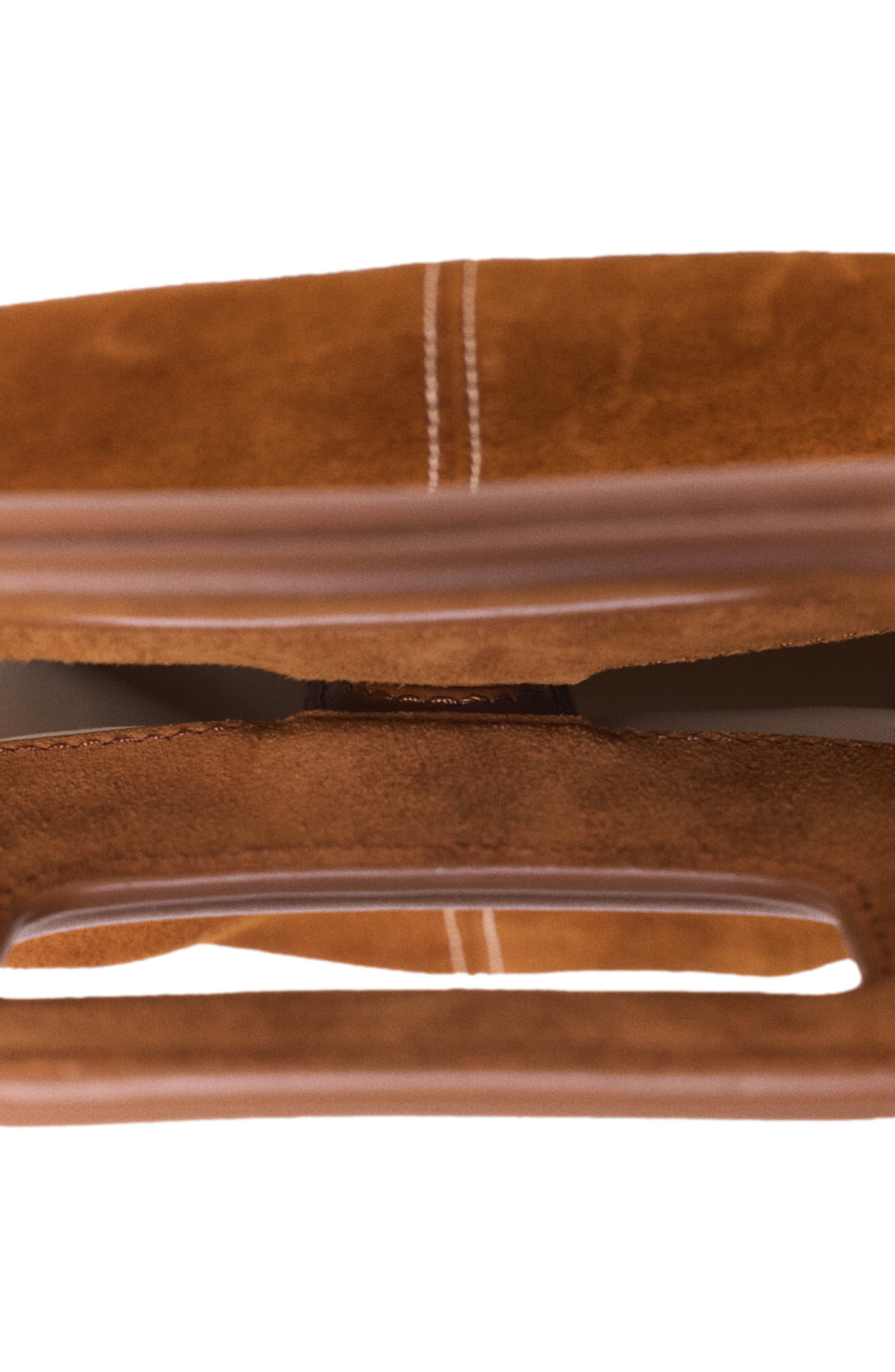 maje Topstitched suede M bag, Alternate, color, Brown