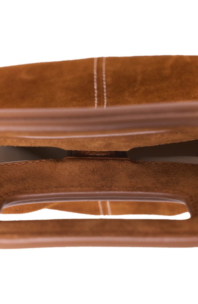 maje Topstitched suede M bag, Alternate, color, Brown