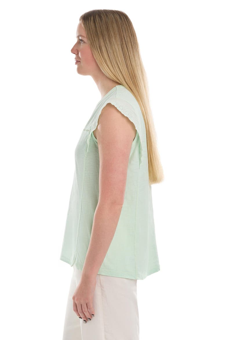 Eyelet Cap Sleeve Tee, Alternate, color, Bay