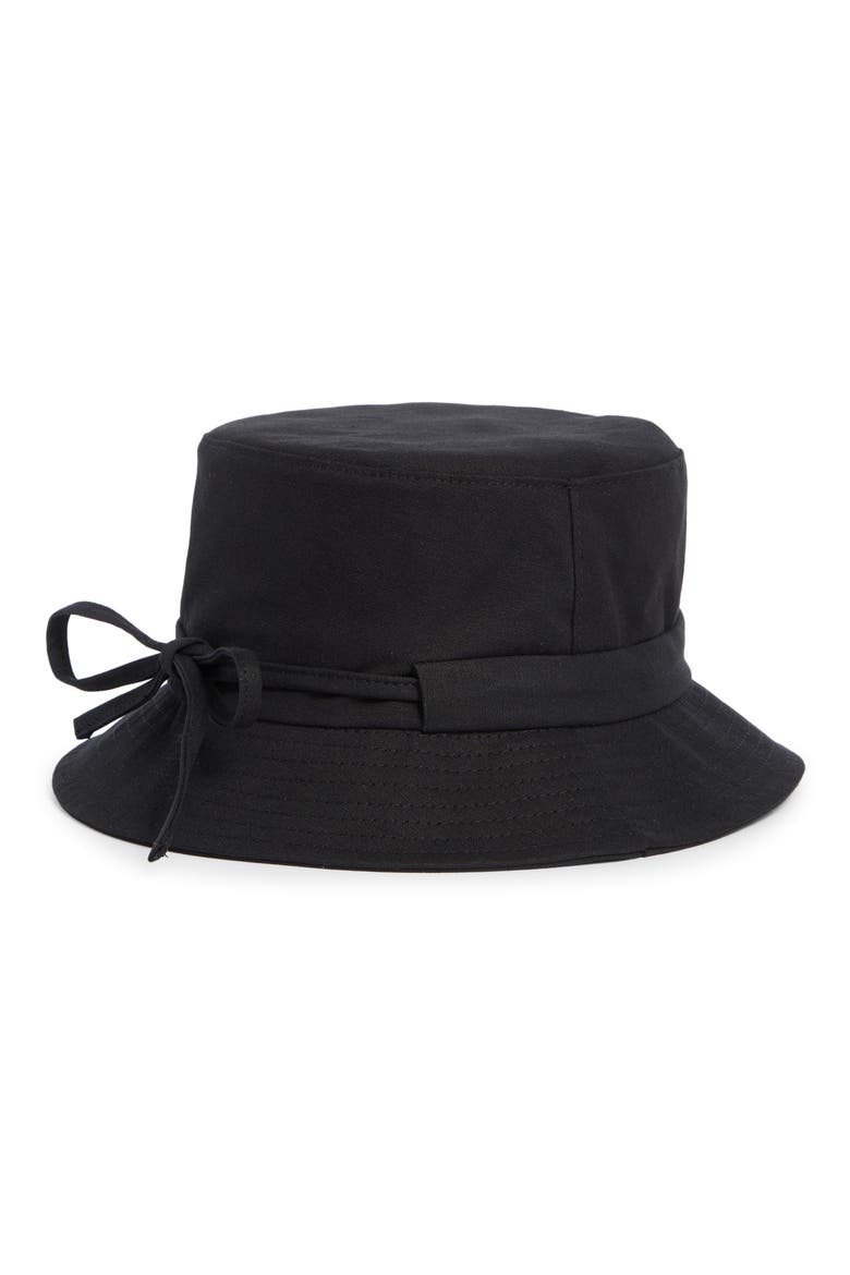 Adjustable Tie Cotton Canvas Bucket Hat, Alternate, color, BLACK