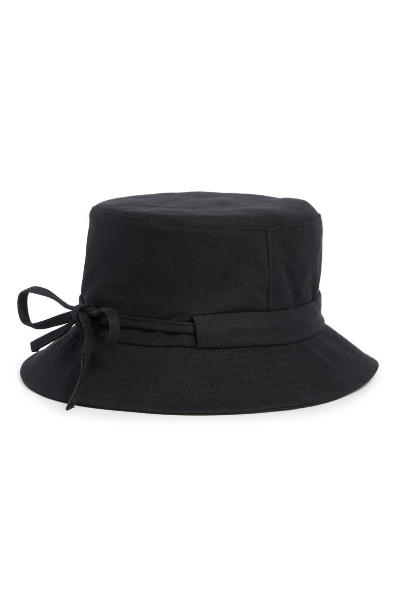 Vince Adjustable Tie Cotton Canvas Bucket Hat, Alternate, color, Black