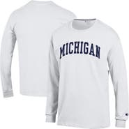 Champion Men's Champion  White Michigan Wolverines Basic Arch Long Sleeve T-Shirt