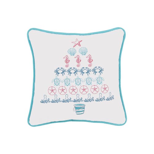 C & F Home C&f Home Coastal Tree Embroidered Christmas Holiday Small/petite Accent Pillow, 10" X 10" In Multi