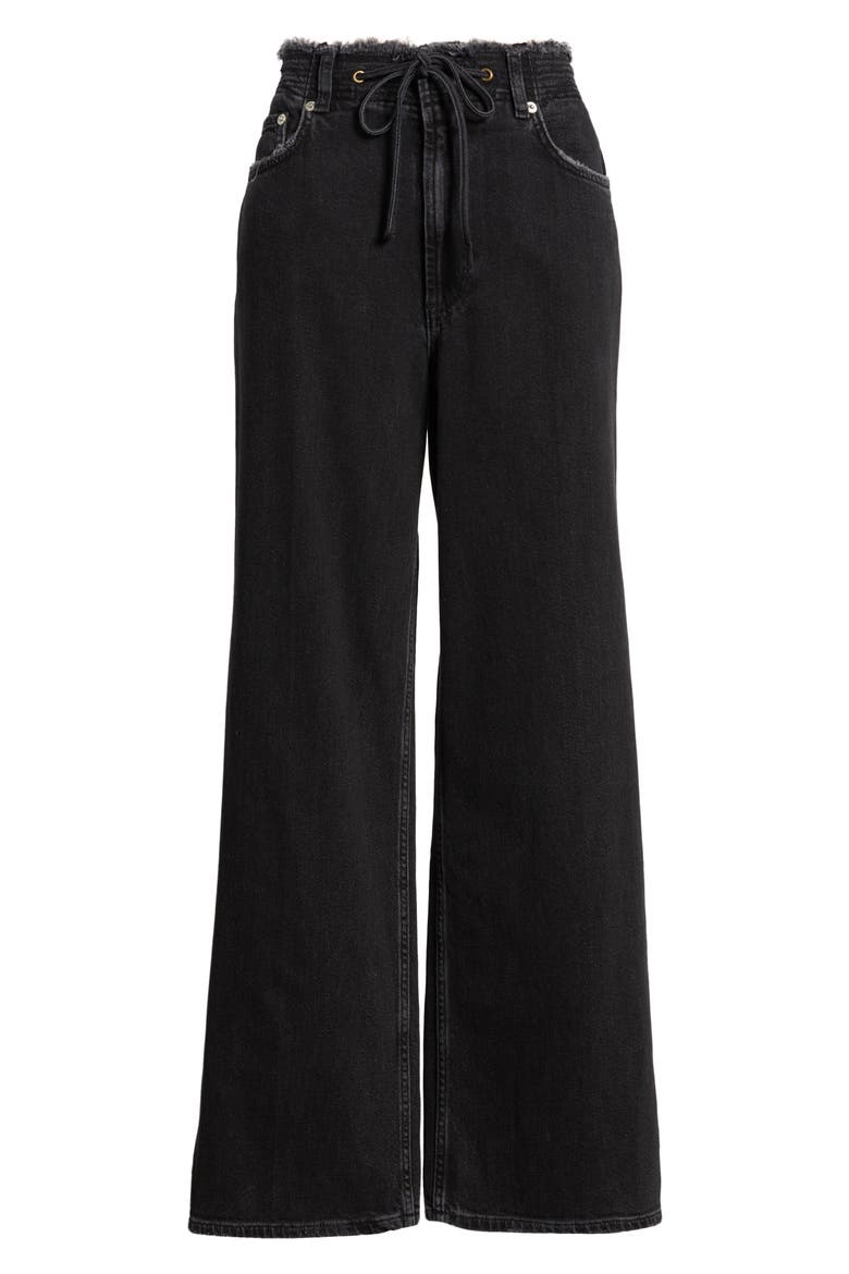 Angeleno High Waist Wide Leg Drawstring Jeans, Alternate, color, ASH BLACK