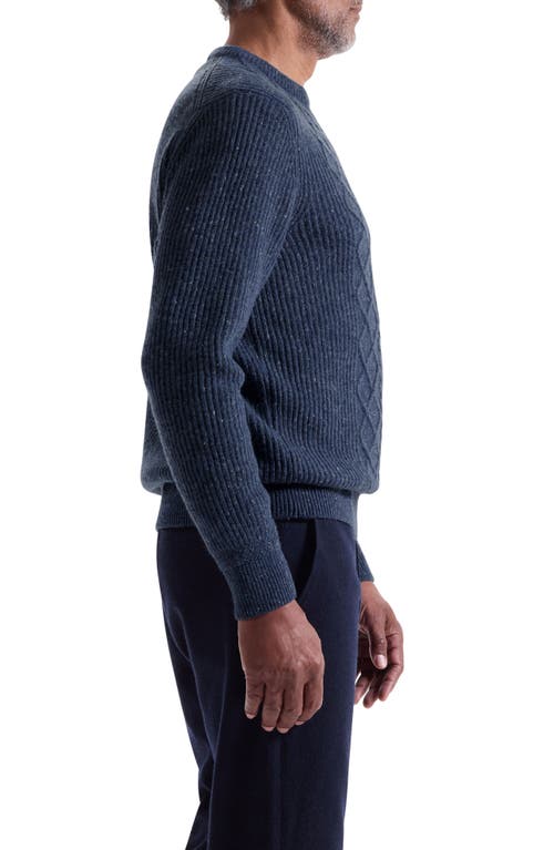 Bugatchi Cable Stitch Crewneck Wool Blend Sweater In Blue
