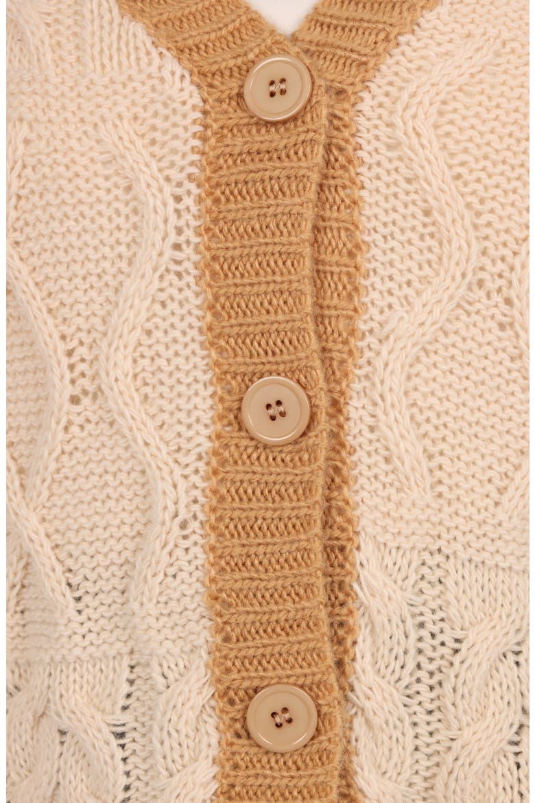 Zina Cable Contrast Trapeze Cardigan, Alternate, color, TAN