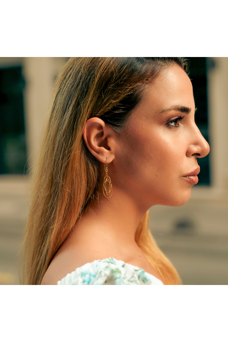 Nested Loop 3D Drop Earring in Sterling Silver, Alternate, color, Gold