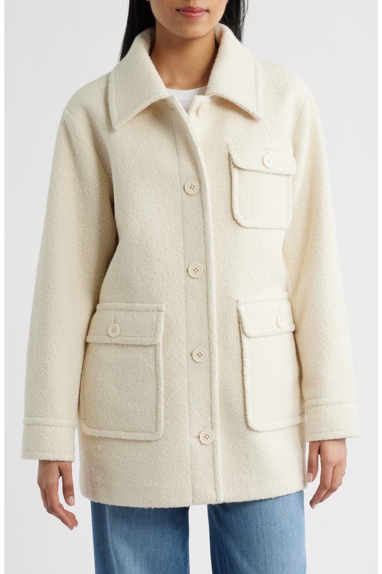 Bouclé Shirt Jacket, Alternate, color, CREAM