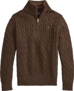 Polo Ralph Lauren Kids' Cable-Knit Half-Zip Cotton Sweater
